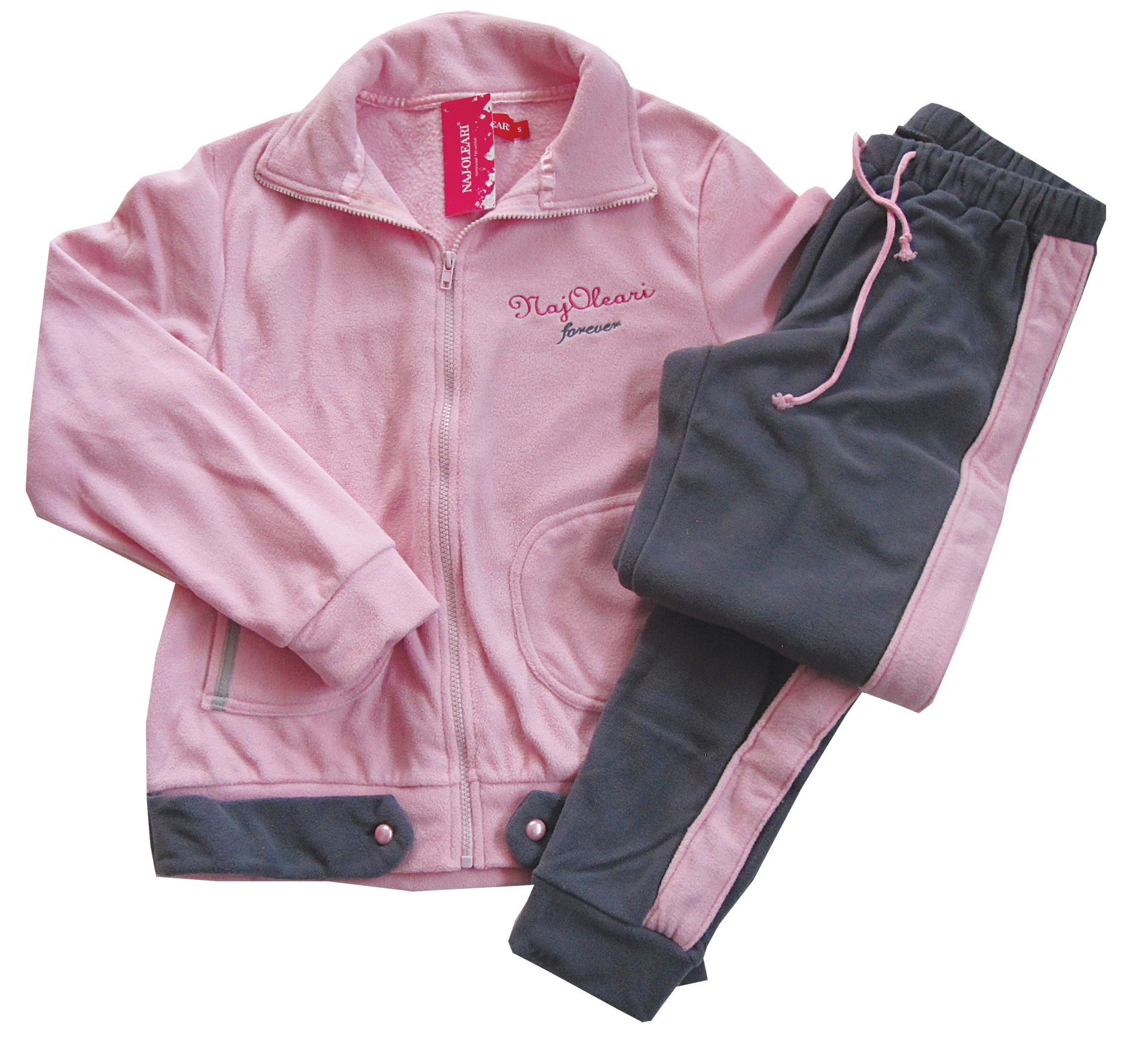ΕΞΑΝΤΛΗΜΕΝΟ Naj-Oleari fleece ροζ ζακέτα με γκρι παντελόνι κωδ.97