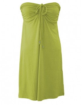 Vamp βισκόζ lime-κίτρινο-λαχανί strapless φόρεμα για τη θάλασσα 2169