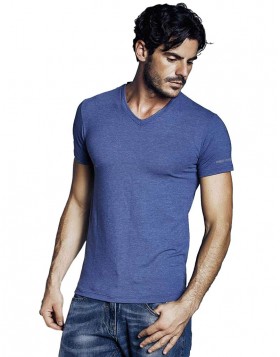 Κοντομάνικο V T-shirt μελανζέ μπλε-κοβάλτιο Enrico Coveri ET1505