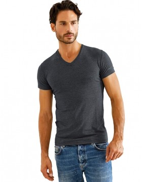 Enrico Coveri σκούρο γκρι μελανζέ φανέλα T-shirt με V λαιμόκοψη ET1505