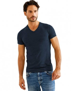 Enrico Coveri σκούρο μπλε μελανζέ φανέλα T-shirt με V λαιμόκοψη ET1505